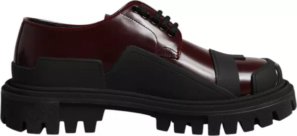 Red Leather Lace Up Trekking Dress Shoes