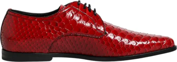 Red Exotic Leather Lace Up Dress Derby Shoes