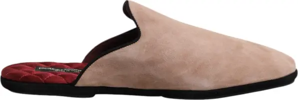 Beige Capra Suede Slides Flat Slipper Shoes