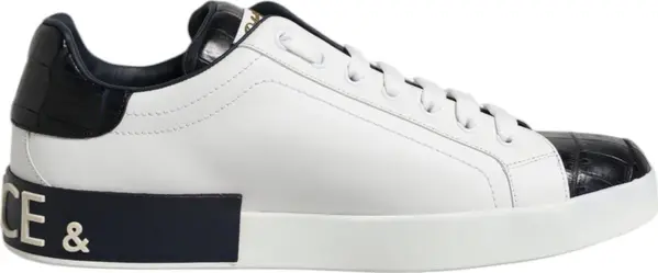 White Black Leather Portofino Sneaker Shoes