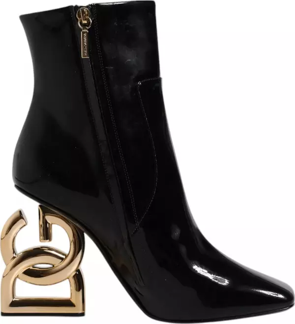 Black Jackie Leather Mid Calf Boots Shoes