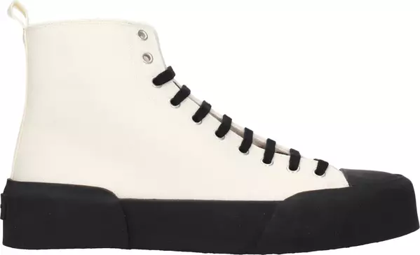 Beige Fabric High Top Sneakers