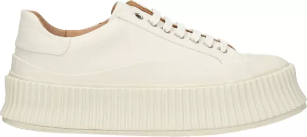 White Fabric Platform Sneakers