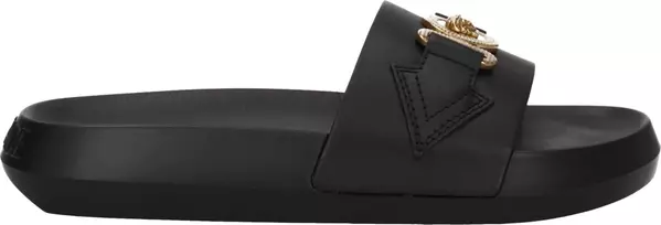 Black Leather Slippers