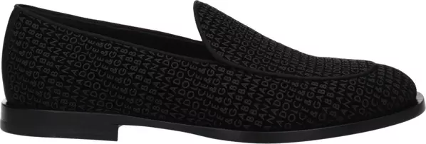Black Velvet Slip-On Loafers