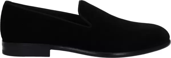 Black Velvet Slip-On Loafers