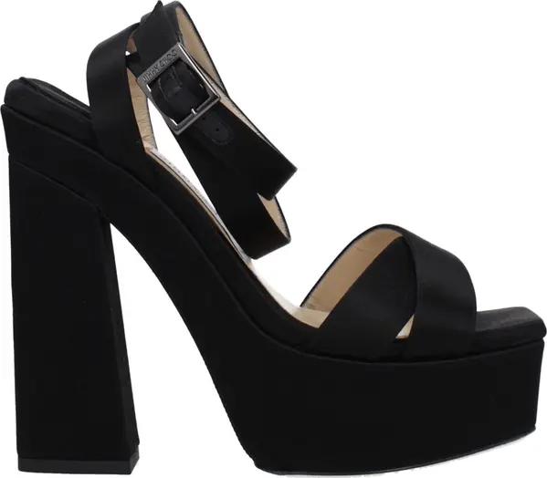 Black Satin Platform Sandals