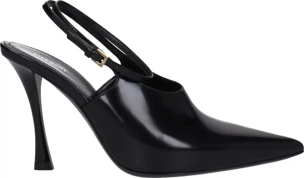 Black Leather High Heel Pumps