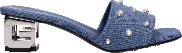 Blue Fabric Flat Sandals