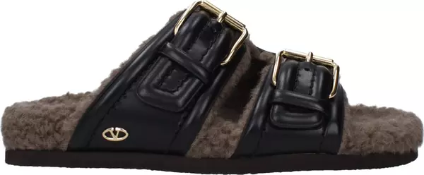 Black Leather Slippers