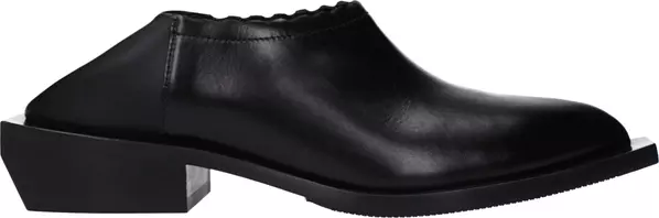 Black Leather Mules