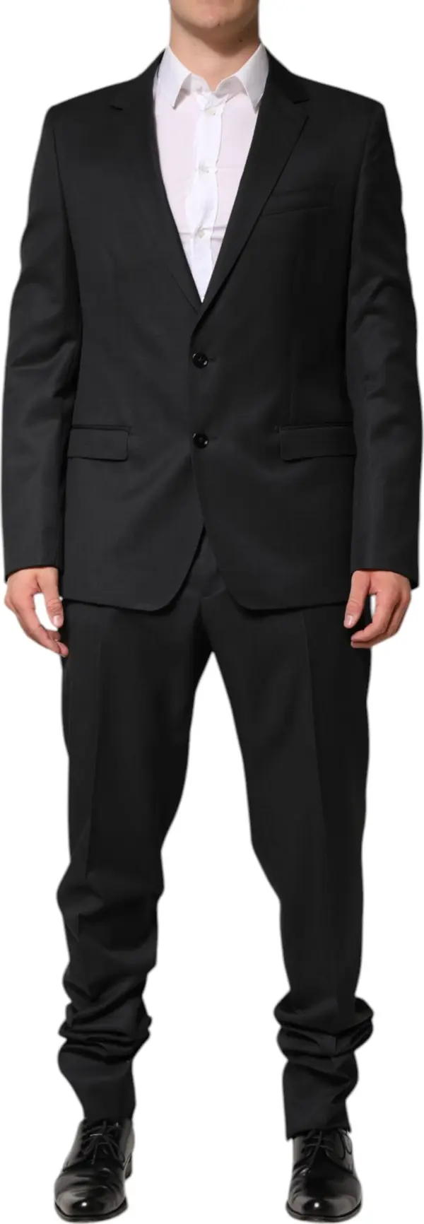 Dark Gray Wool Single Breasted 2 Piece Suit