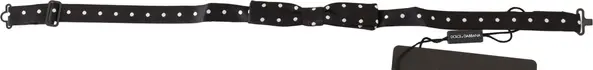 Black 100% Silk Polka Dot Adjustable Neck Bow Tie