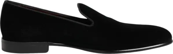 Black Velvet Slip On Loafers Men Formal Shoes