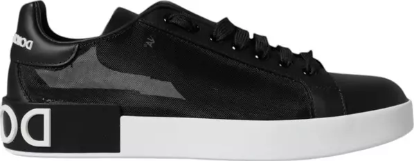 Black Calf Leather Portofino Sneakers Shoes