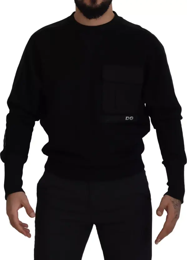 Black Cotton Crewneck Sweatshirt Sweater