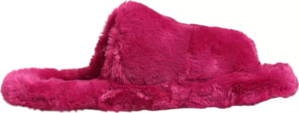Pink Acrylic Faux Fur Mens Flats Sandals Shoes
