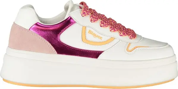 White Polyurethane Women Sneaker