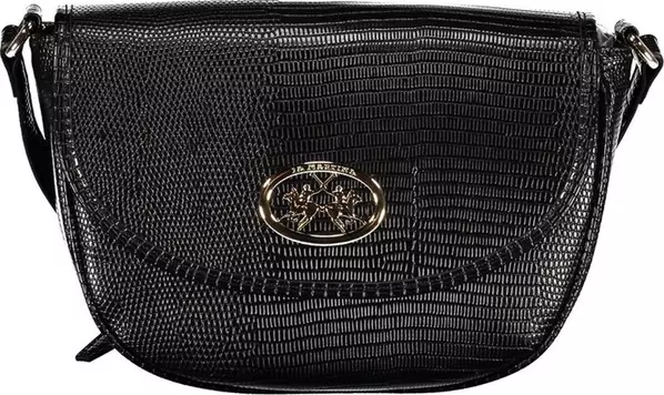 Black Polyurethane Women's Shoulder Bag