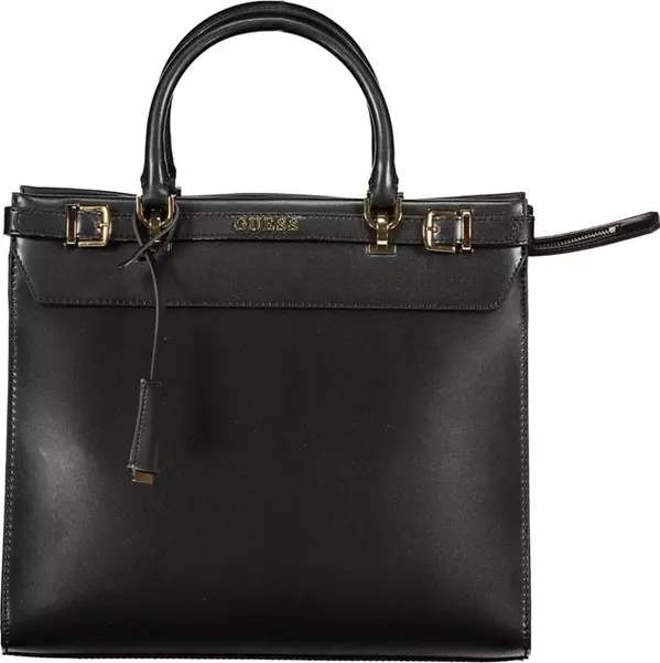 Black Polyurethane Women Handbag