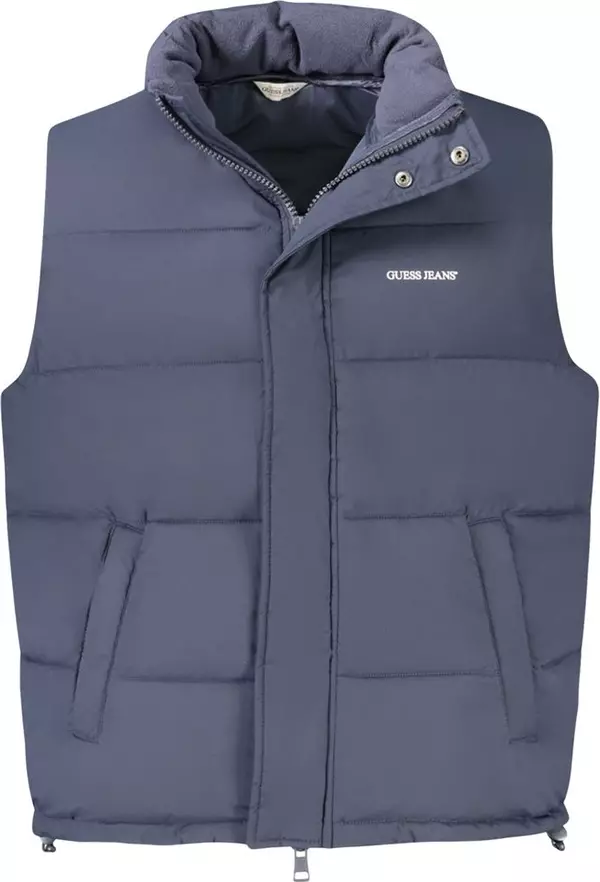 Blu Polyester Men's Sleeveless Jacket