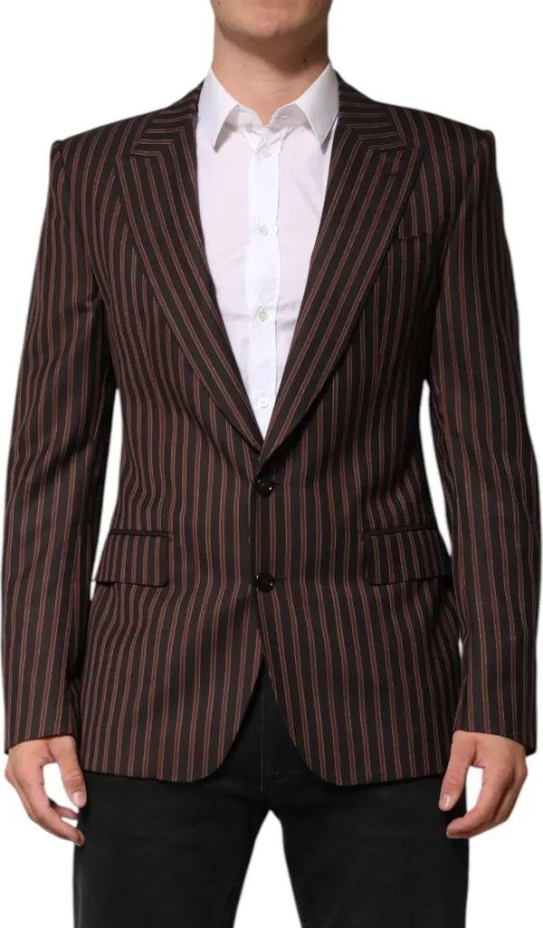 Black Brown Stripe Single Breasted Blazer