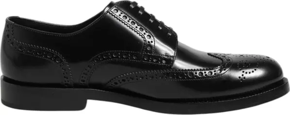 Black Leather Derby Wingtip Formal Shoes