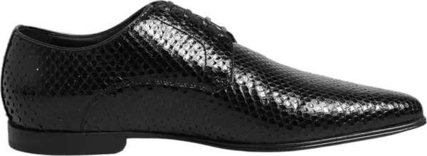 Black Exotic Leather Lace Up Derby Shoes