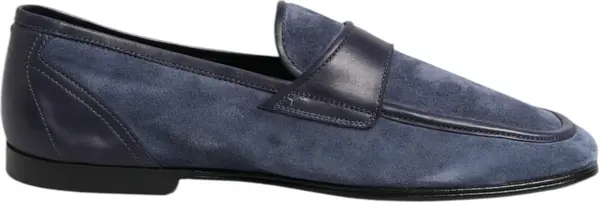 Blue Suede Leather Loafers Moccasin Shoes