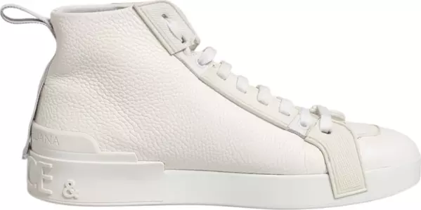 White Leather Mid Top Sneakers Shoes