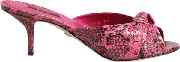 Pink Leather Heels Slides Sandals Shoes
