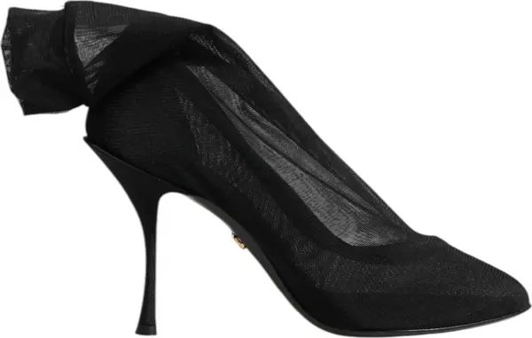 Black Silk Stretch Mesh Sock Boots Shoes