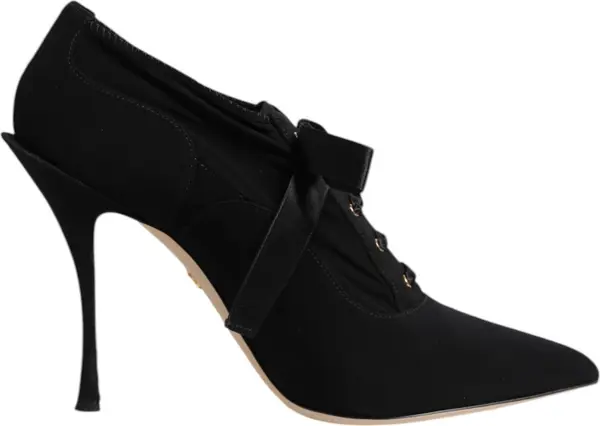 Black Lace Up Stiletto Heels Pumps Shoes