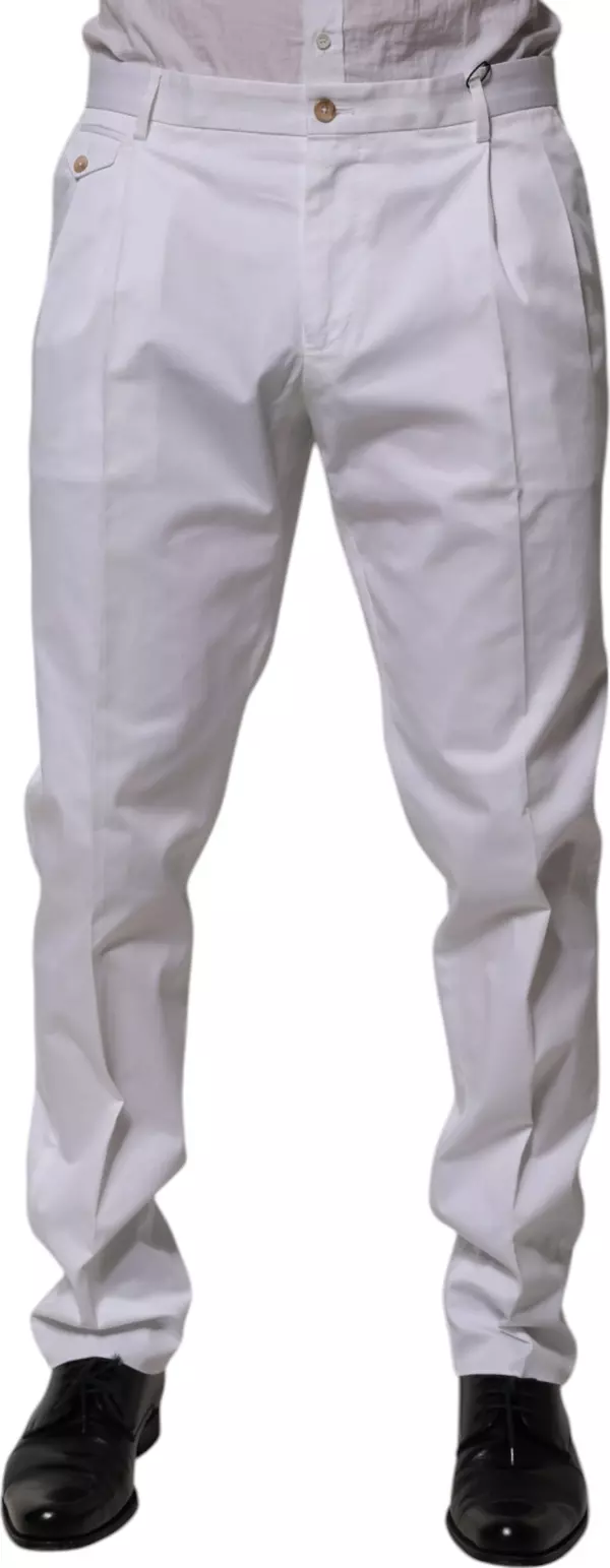 White Cotton Dress Slim Formal Trouser Pants
