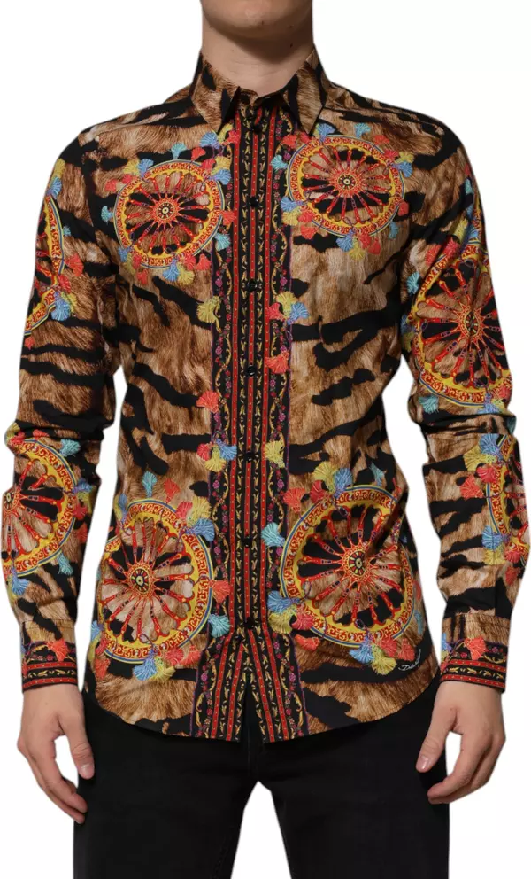 GOLD Cotton Tiger Carretto Long Sleeve Shirt
