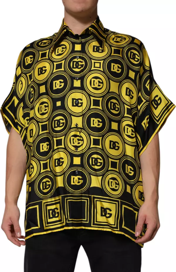 Yellow Silk Silver DG Logo Geometric T-shirt