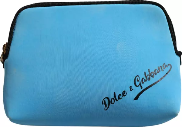 Blue Nylon DG Logo Print Clutch Zip Pouch Bag