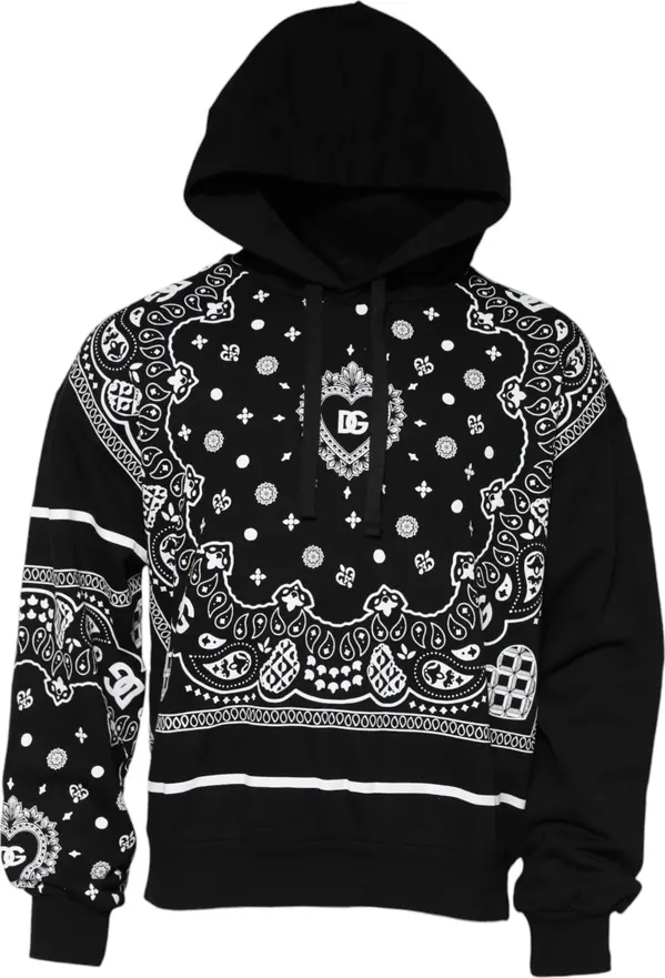 Black Bandana Hooded Men Sweatshirt Sweater