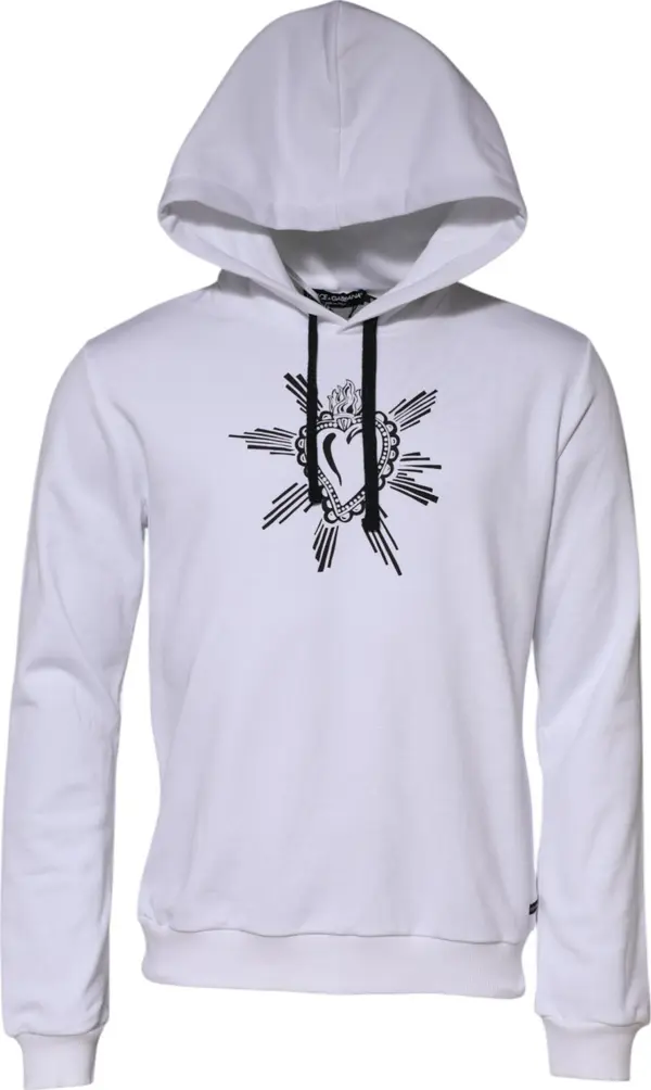 White Sacred Heart Hooded Sweatshirt Sweater