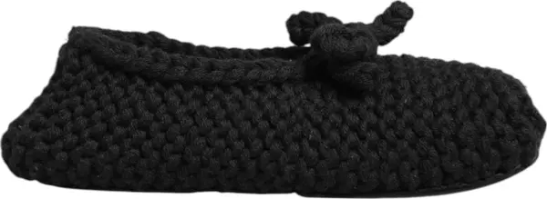 Black Wool Knit Slip On Ballerina Flats Shoes