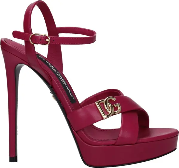 Pink Leather Platform Sandals