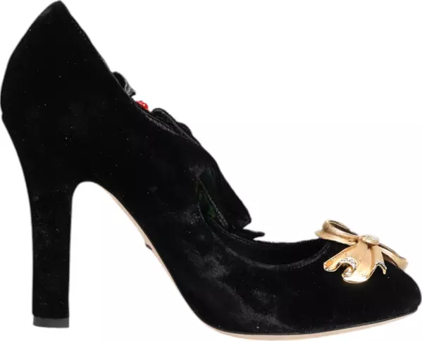 Black Roses Crystal Brooch Mary Jane Shoes