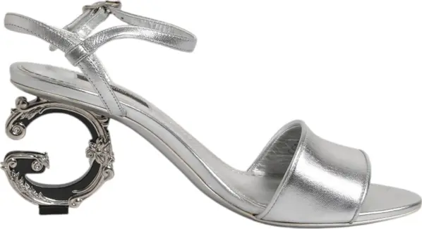 Silver KEIRA Heels Ankle Strap Sandals Shoes