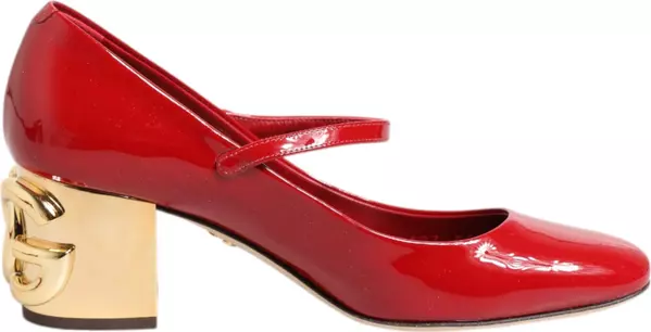 Red Leather DG Logo Heels Sandals Shoes