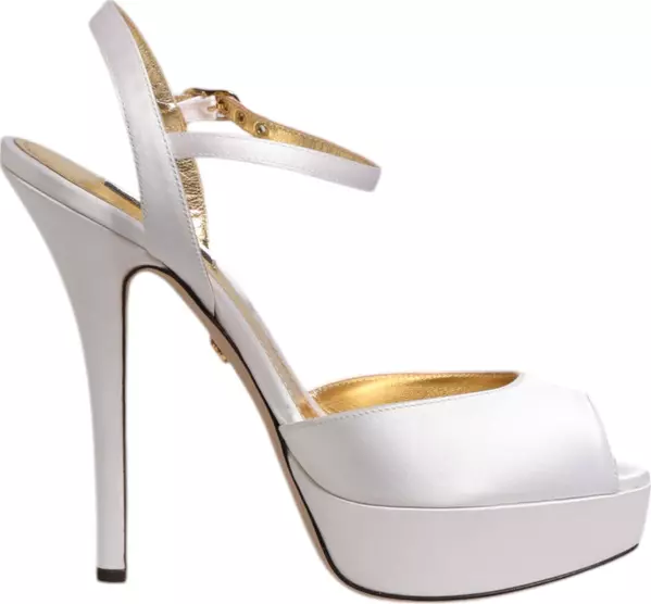 White Satin Platform Heels Sandals Shoes