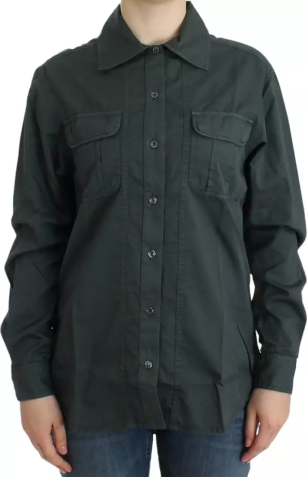 Gray button down shirt