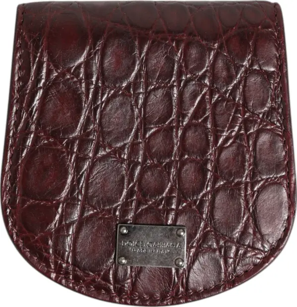 Burgundy Exotic Skin Coin Condom Case Holder Pocket Wallet