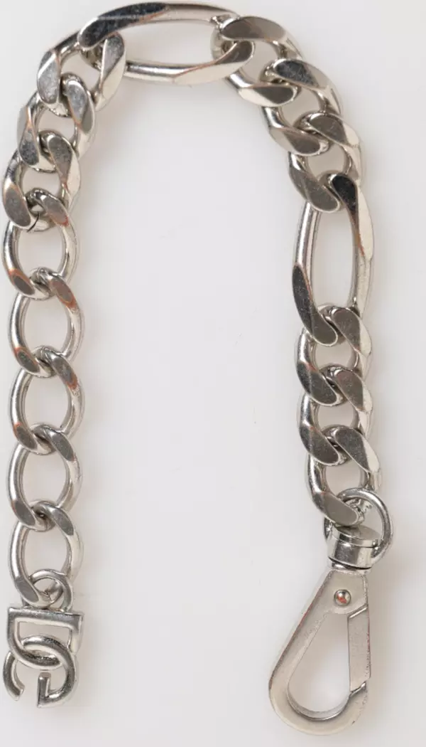 Silver Tone Brass Chain Lobster Clasp DG Logo Bracelet