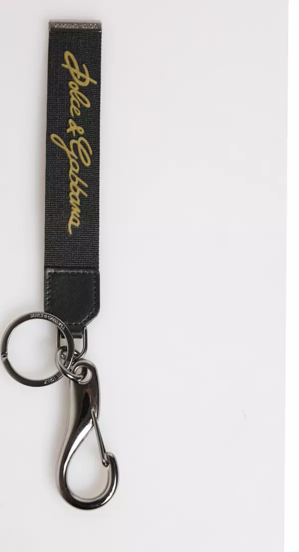 Black Yellow Polyester DG Logo Silver Keychain Keyring