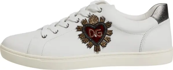 White Sacred Heart Men Low Top Sneakers Shoes